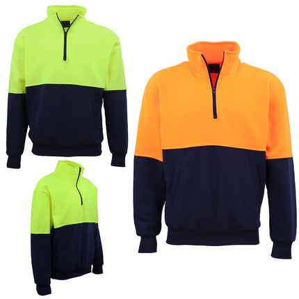 hi-vis-safety-fleecy-half-zip-pullover-jumper-jacket-sweater-shirts-workwear