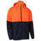 Hi Vis Safety Jacket w Removable Hood Zipped Pocket Reflective Workwear Jumper - Fluro Orange / Navy