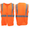 HI VIS Safety Zip Up Vest Workwear Reflective Tape Pocket Day Night Visibility - Orange