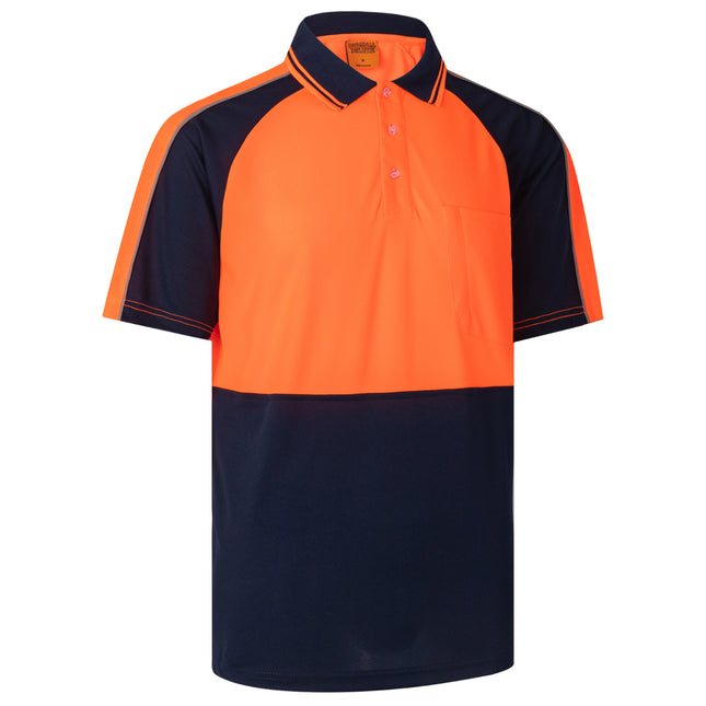 hi-vis-short-sleeve-polo-workwear-shirt-tops-tee-tradie-cool-dry-safety-two-tone