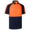 HI VIS Short Sleeve Polo Workwear Shirt Tops Tee Tradie Cool Dry Safety Two Tone - Fluro Orange / Navy