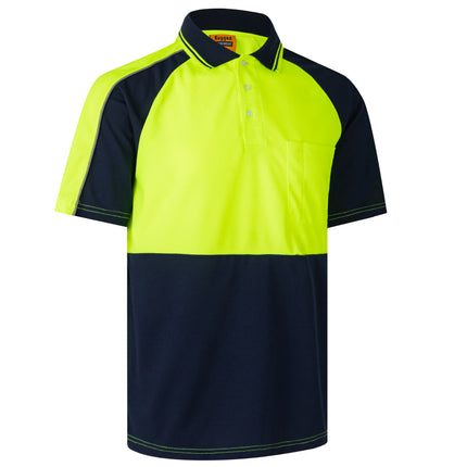 hi-vis-short-sleeve-polo-workwear-shirt-tops-tee-tradie-cool-dry-safety-two-tone