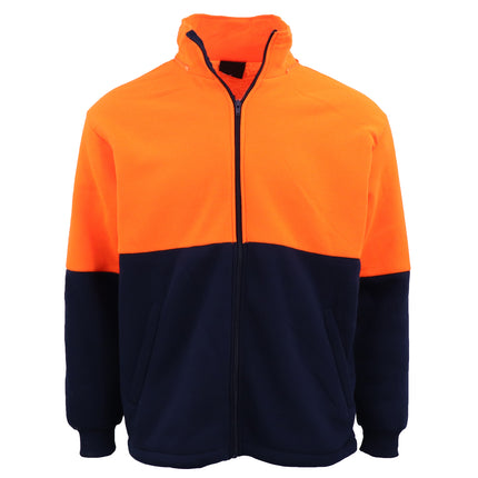 Hi-Vis Thick Sherpa Fur Fleece Hoodie Zip Jacket Jumper Detachable Hood Workwear