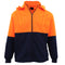 Hi-Vis Thick Sherpa Fur Fleece Hoodie Zip Jacket Jumper Detachable Hood Workwear - Fluro Orange / Navy