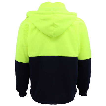 Hi-Vis Thick Sherpa Fur Fleece Hoodie Zip Jacket Jumper Detachable Hood Workwear