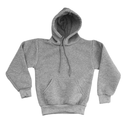 Kids Unisex Basic Pullover Hoodie Jumper School Uniform Plain Casual Sweat Shirt - Grey