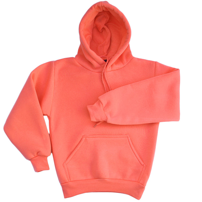 Kids Unisex Basic Pullover Hoodie Jumper School Uniform Plain Casual Sweat Shirt - Peach