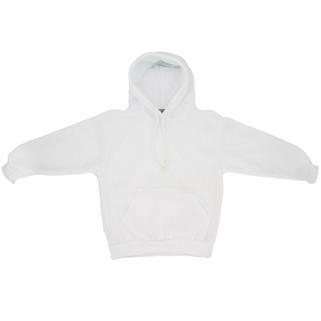 Kids Unisex Basic Pullover Hoodie Jumper School Uniform Plain Casual Sweat Shirt - White