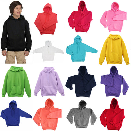 Kids Unisex Basic Pullover Hoodie Jumper School Uniform Plain Casual Sweat Shirt