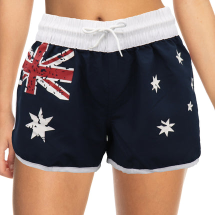 ladies'-women's-board-shorts-australian-day-flag-gym-beach-aussie-swim-souvenir