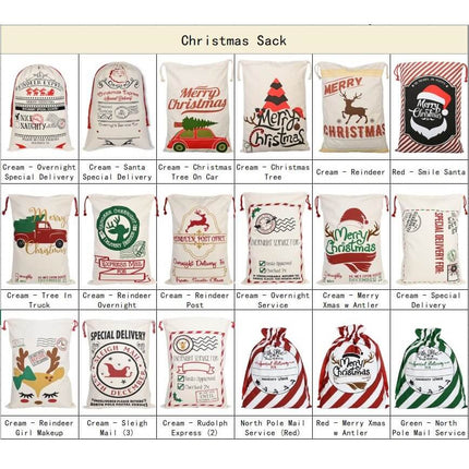 50x70cm Canvas Hessian Christmas Santa Sack Xmas Stocking Reindeer Kids Gift Bag - Zmart Australia