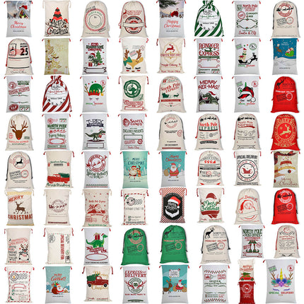 Large Christmas XMAS Hessian Santa Sack Stocking Bag Reindeer Children Gifts Bag - Zmart Australia