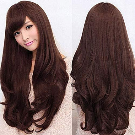 Long Wavy Curly Full Hair Wigs w Side Bangs Cosplay Costume Fancy Anime Womens