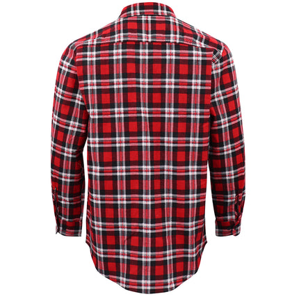 Men's 100% Cotton Flannelette Shirt Long Sleeve Plaid Check Flannel w Pockets - Crimson Knight Plaid