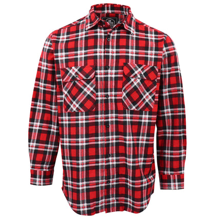 Men's 100% Cotton Flannelette Shirt Long Sleeve Plaid Check Flannel w Pockets - Crimson Knight Plaid