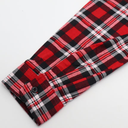 Men's 100% Cotton Flannelette Shirt Long Sleeve Plaid Check Flannel w Pockets - Crimson Knight Plaid