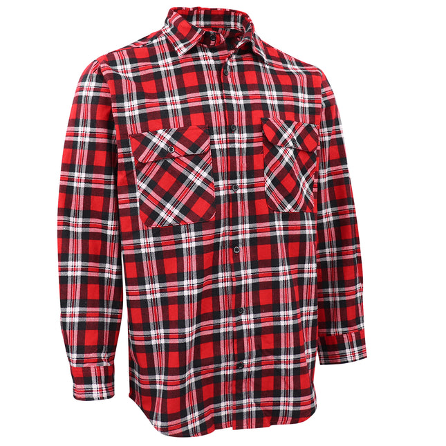 Men's 100% Cotton Flannelette Shirt Long Sleeve Plaid Check Flannel w Pockets - Crimson Knight Plaid