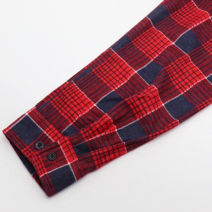 Men's 100% Cotton Flannelette Shirt Long Sleeve Plaid Check Flannel w Pockets - Crimson Tide Plaid