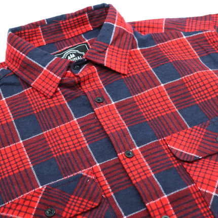 Men's 100% Cotton Flannelette Shirt Long Sleeve Plaid Check Flannel w Pockets - Crimson Tide Plaid