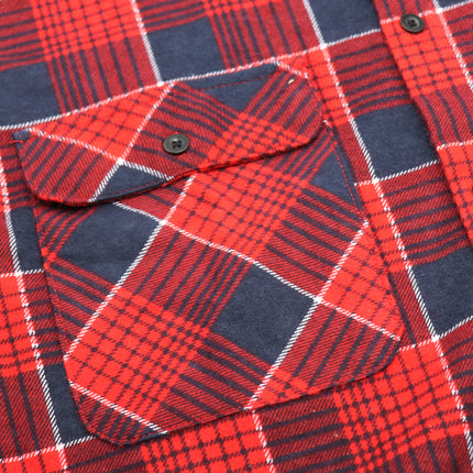 Men's 100% Cotton Flannelette Shirt Long Sleeve Plaid Check Flannel w Pockets - Crimson Tide Plaid