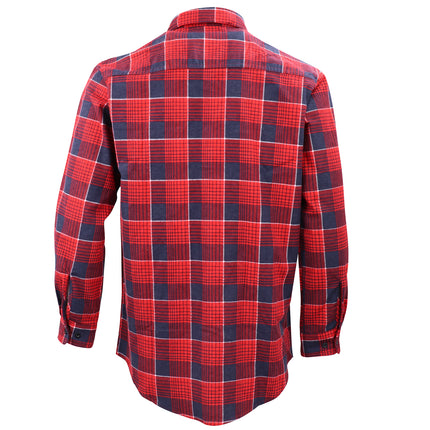 Men's 100% Cotton Flannelette Shirt Long Sleeve Plaid Check Flannel w Pockets - Crimson Tide Plaid