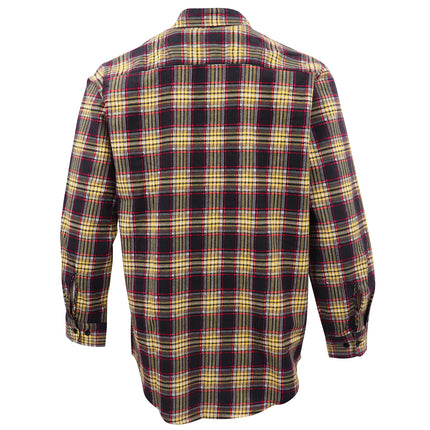 Men's 100% Cotton Flannelette Shirt Long Sleeve Plaid Check Flannel w Pockets - Golden Horizon Plaid