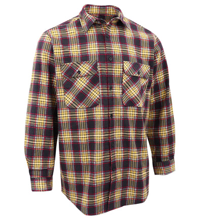 Men's 100% Cotton Flannelette Shirt Long Sleeve Plaid Check Flannel w Pockets - Golden Horizon Plaid