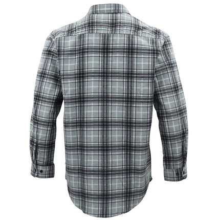 Men's 100% Cotton Flannelette Shirt Long Sleeve Plaid Check Flannel w Pockets - Granite Gray Plaid