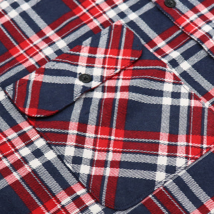 Men's 100% Cotton Flannelette Shirt Long Sleeve Plaid Check Flannel w Pockets - Heritage Red Plaid