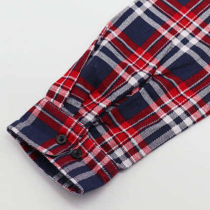 Men's 100% Cotton Flannelette Shirt Long Sleeve Plaid Check Flannel w Pockets - Heritage Red Plaid