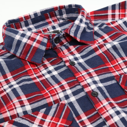 Men's 100% Cotton Flannelette Shirt Long Sleeve Plaid Check Flannel w Pockets - Heritage Red Plaid
