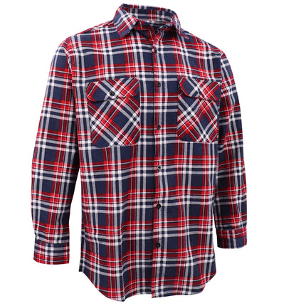 Men's 100% Cotton Flannelette Shirt Long Sleeve Plaid Check Flannel w Pockets - Heritage Red Plaid