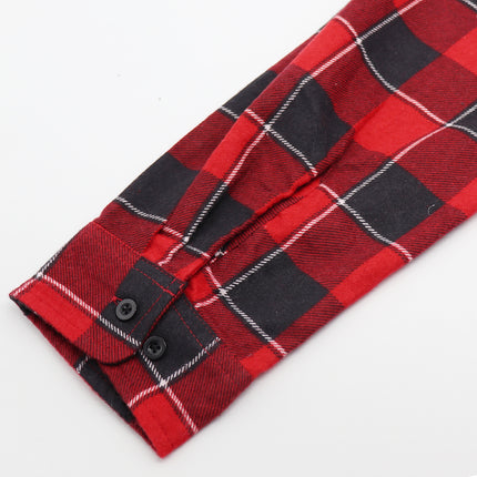 Men's 100% Cotton Flannelette Shirt Long Sleeve Plaid Check Flannel w Pockets - Lumberjack Red Buffalo Plaid