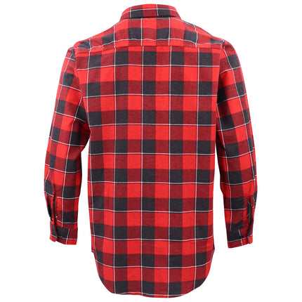 Men's 100% Cotton Flannelette Shirt Long Sleeve Plaid Check Flannel w Pockets - Lumberjack Red Buffalo Plaid