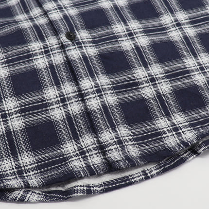 Men's 100% Cotton Flannelette Shirt Long Sleeve Plaid Check Flannel w Pockets - Midnight Navy Plaid