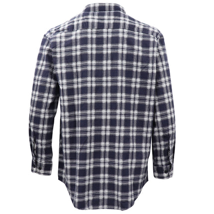 Men's 100% Cotton Flannelette Shirt Long Sleeve Plaid Check Flannel w Pockets - Midnight Navy Plaid