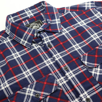 Men's 100% Cotton Flannelette Shirt Long Sleeve Plaid Check Flannel w Pockets - Patriot Navy Plaid