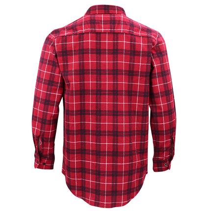 Men's 100% Cotton Flannelette Shirt Long Sleeve Plaid Check Flannel w Pockets - Scarlet Ember Plaid