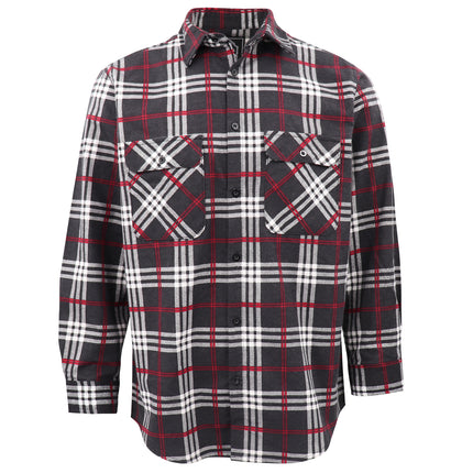 Men's 100% Cotton Flannelette Shirt Long Sleeve Plaid Check Flannel w Pockets - Shadow Glen Plaid