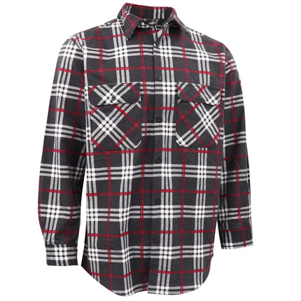 Men's 100% Cotton Flannelette Shirt Long Sleeve Plaid Check Flannel w Pockets - Shadow Glen Plaid