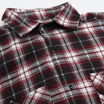 Men's 100% Cotton Flannelette Shirt Long Sleeve Plaid Check Flannel w Pockets - Vintage Ash Plaid