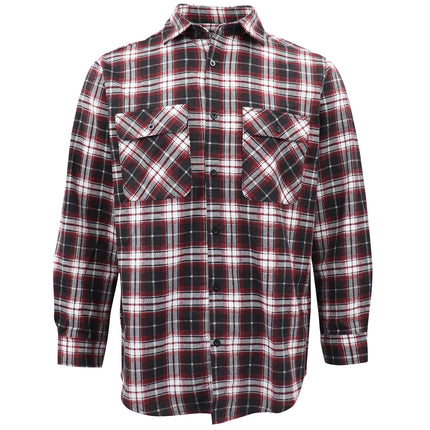 Men's 100% Cotton Flannelette Shirt Long Sleeve Plaid Check Flannel w Pockets - Vintage Ash Plaid