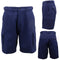 Men's 100% Heavy Duty Cotton Drill Cargo Work Shorts 6 Pockets Tradies Workwear - Navy