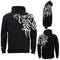 Men's Adult Fleece Pullover Hoodie Unisex Hooded Sweater Cross Pattern Sleeves - Black