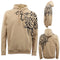 Men's Adult Fleece Pullover Hoodie Unisex Hooded Sweater Cross Pattern Sleeves - Khaki