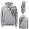 Men's Adult Fleece Pullover Hoodie Unisex Hooded Sweater Cross Pattern Sleeves - Light Grey