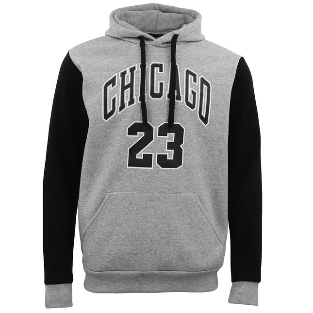 Men's Fleece Pullover Hoodie Jacket Chicago Bulls 23 Michael Jordan Sweat Shirt - Light Grey