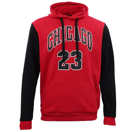 Men's Fleece Pullover Hoodie Jacket Chicago Bulls 23 Michael Jordan Sweat Shirt - Red