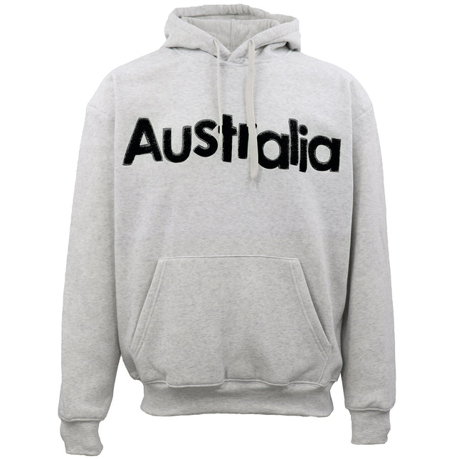 Grey Australia Oversized Hoodie for Men – Black Chenille Embroidered Sweatshirt