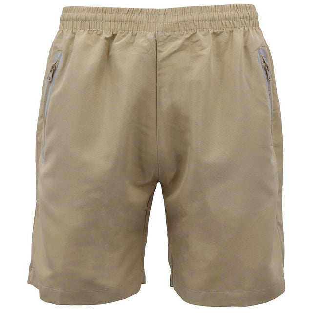 Men's Basketball Gym Casual Swimming Shorts Sports Drawstring Pants Zip Pockets - Khaki